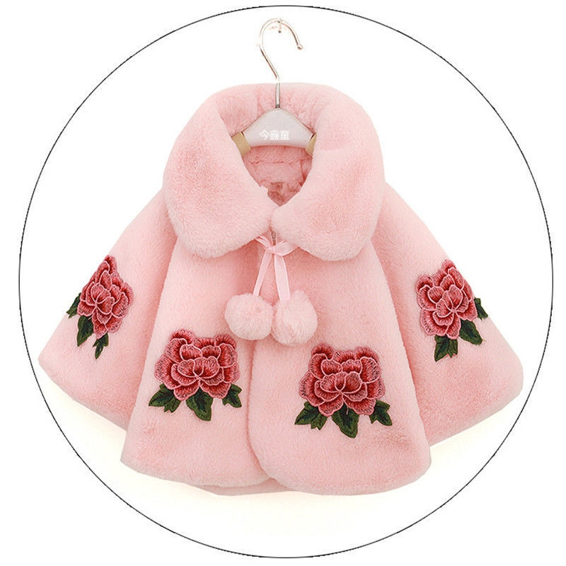Modern children`s down jacket for girls with embroidery