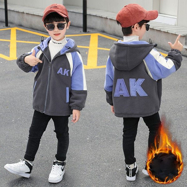 Kapuutsiga ja lukuga laste jope poistele