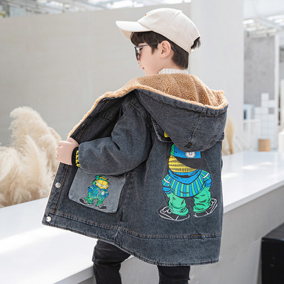 Laste sooja voodri ja aplikatsiooniga teksajakk