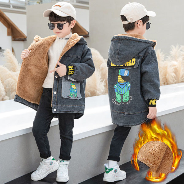 Laste sooja voodri ja aplikatsiooniga teksajakk