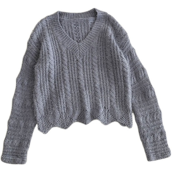 Μοντέρνο γυναικείο πουλόβερ με λαιμόκοψη