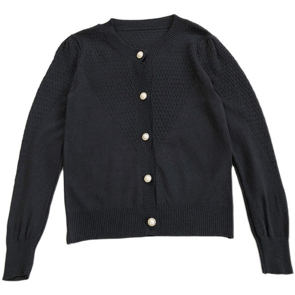 Cardigan dama cu decolteu rotund si nasturi