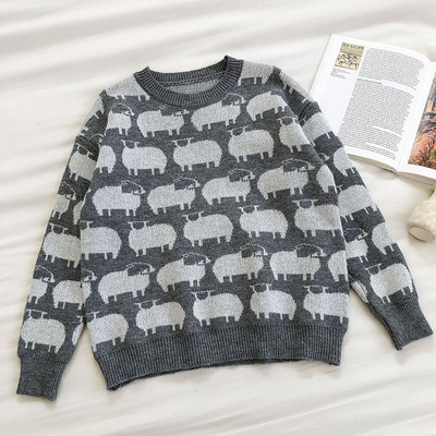 Γυναικείο φαρδιά πουλόβερ με στρογγυλή λαιμόκοψη