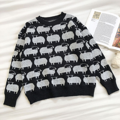 Γυναικείο φαρδιά πουλόβερ με στρογγυλή λαιμόκοψη