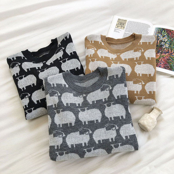 Γυναικείο φαρδιά πουλόβερ με στρογγυλή λαιμόκοψη