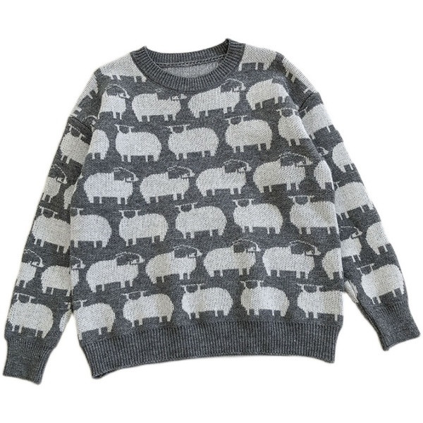 Γυναικείο φαρδιά πουλόβερ με στρογγυλή λαιμόκοψη