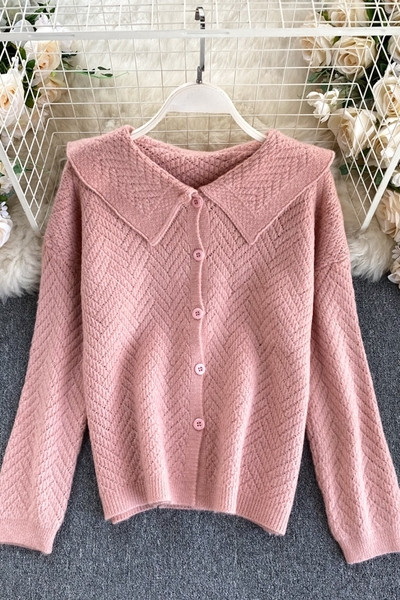 Γυναικεία casual ζακέτα με κουμπιά και γιακά