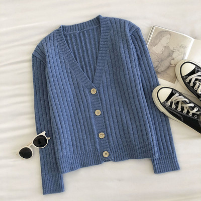 Γυναικεία casual ζακέτα με κουμπιά και ντεκολτέ