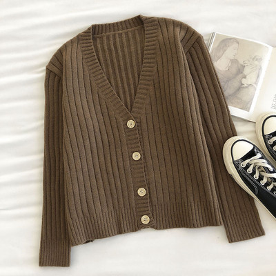 Γυναικεία casual ζακέτα με κουμπιά και ντεκολτέ