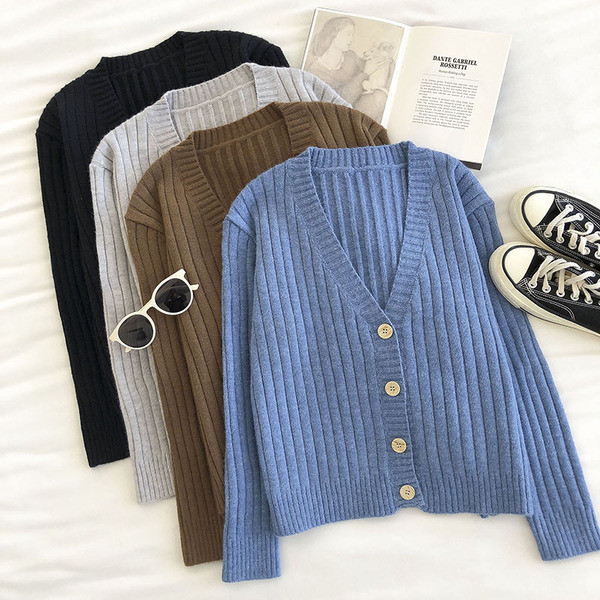 Γυναικεία casual ζακέτα με κουμπιά και ντεκολτέ