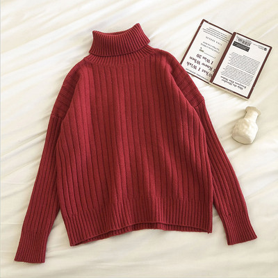 Casual γυναικείο πουλόβερ με γιακά και μακριά μανίκια