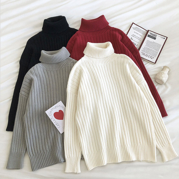 Casual γυναικείο πουλόβερ με γιακά και μακριά μανίκια