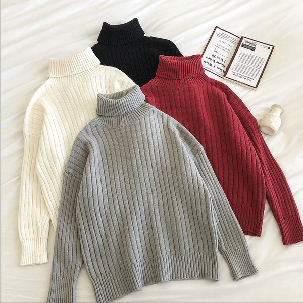 Casual γυναικείο πουλόβερ με γιακά και μακριά μανίκια