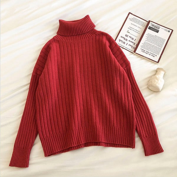 Casual γυναικείο πουλόβερ με γιακά και μακριά μανίκια