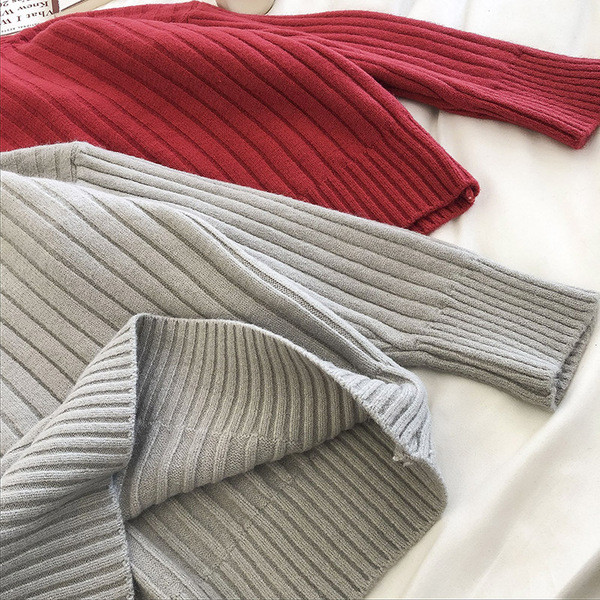 Casual γυναικείο πουλόβερ με γιακά και μακριά μανίκια