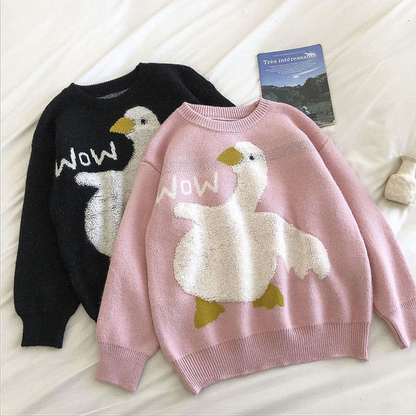 Casual γυναικείο πουλόβερ με κέντημα και στρογγυλή λαιμόκοψη