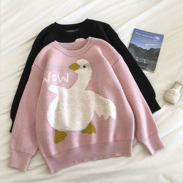 Casual γυναικείο πουλόβερ με κέντημα και στρογγυλή λαιμόκοψη