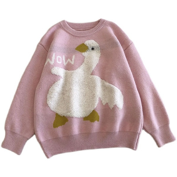 Casual γυναικείο πουλόβερ με κέντημα και στρογγυλή λαιμόκοψη