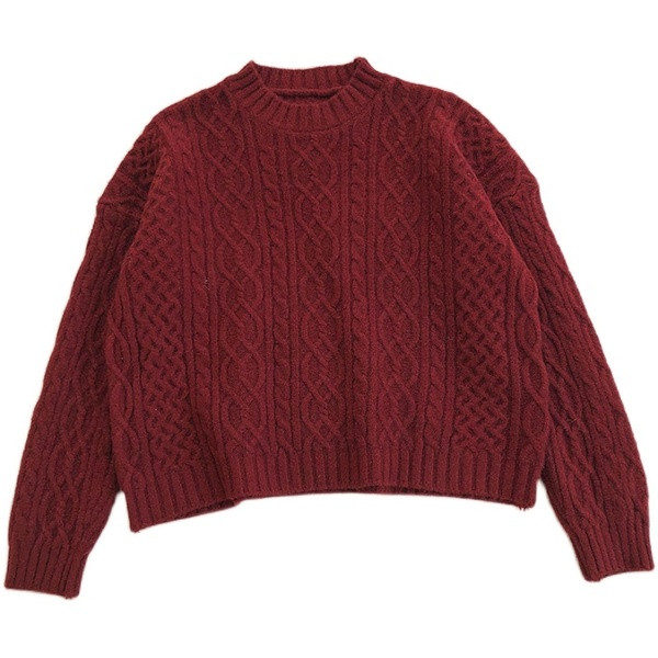 Μοντέρνο γυναικέιο  πουλόβερ με οβάλ ντεκολτέ και μακριά μανίκια