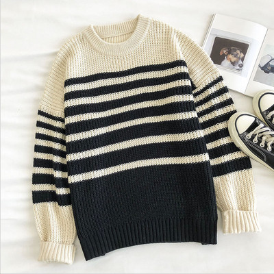 Γυναικείο ρετρό στυλ πουλόβερ με στρογγυλή λαιμόκοψη