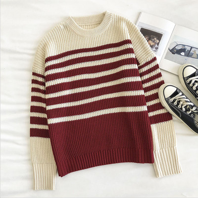 Γυναικείο ρετρό στυλ πουλόβερ με στρογγυλή λαιμόκοψη