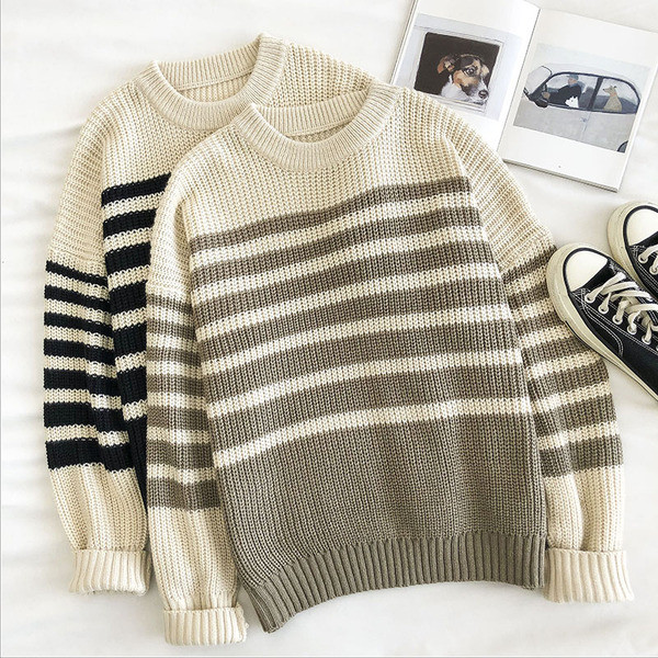 Γυναικείο ρετρό στυλ πουλόβερ με στρογγυλή λαιμόκοψη