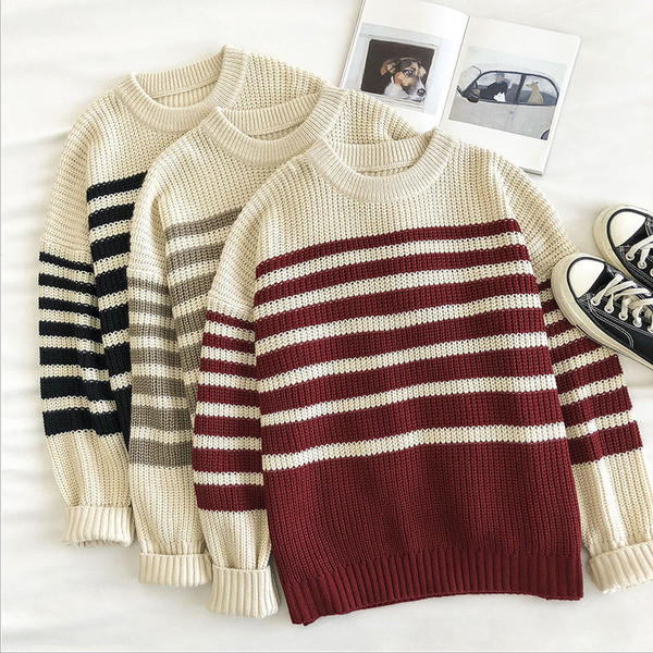 Γυναικείο ρετρό στυλ πουλόβερ με στρογγυλή λαιμόκοψη