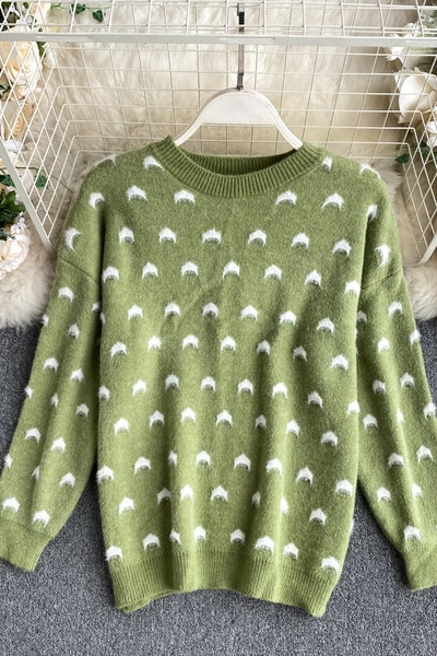 Ovaalse kaelusega ja pikkade varrukatega naiste kampsun