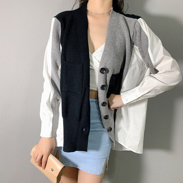 Naiste nööpide ja esitaskuga kardigan