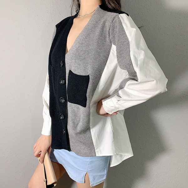 Naiste nööpide ja esitaskuga kardigan