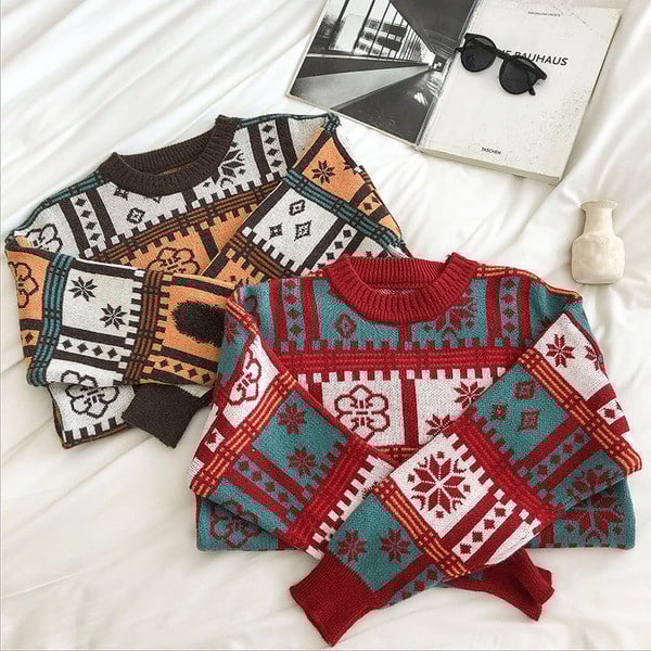 Casual γυναικείο πουλόβερ με οβάλ λαιμόκοψη και μακριά μανίκια