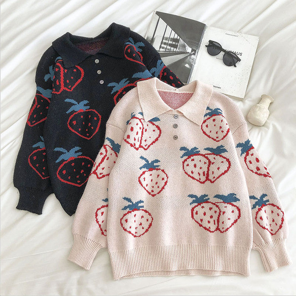 Γυναικείο πουλόβερ με κλασικό γιακά και κουμπιά