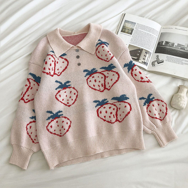 Γυναικείο πουλόβερ με κλασικό γιακά και κουμπιά