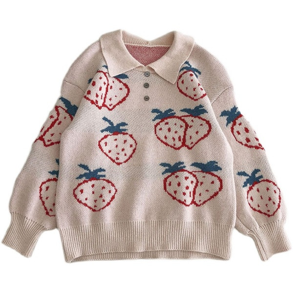 Γυναικείο πουλόβερ με κλασικό γιακά και κουμπιά