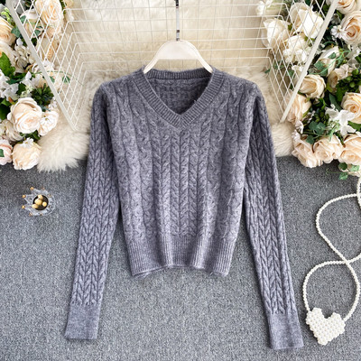 Γυναικείο μάλλινο πουλόβερ με λαιμόκοψη