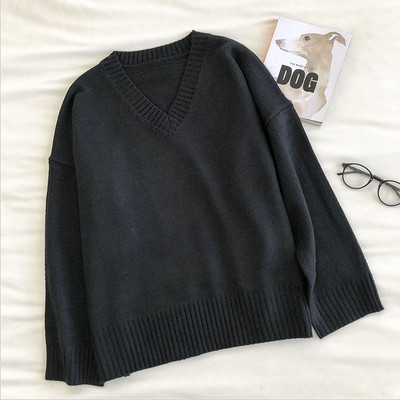 Casual γυναικείο πουλόβερ με μακριά μανίκια και ντεκολτέ