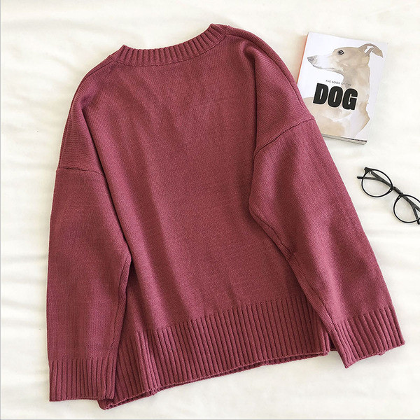 Casual γυναικείο πουλόβερ με μακριά μανίκια και ντεκολτέ 