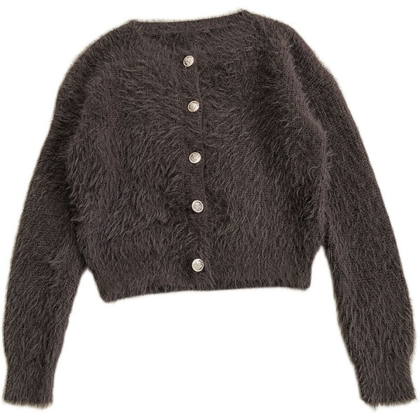 Naiste nööpide ja ovaalse kaelusega kardigan