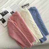 Γυναικείο πουλόβερ ρετρό στυλ με οβάλ ντεκολτέ και μακριά μανίκια