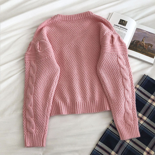 Γυναικείο πουλόβερ ρετρό στυλ με οβάλ ντεκολτέ και μακριά μανίκια