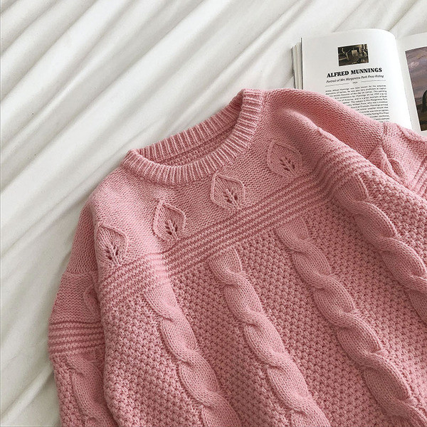 Γυναικείο πουλόβερ ρετρό στυλ με οβάλ ντεκολτέ και μακριά μανίκια