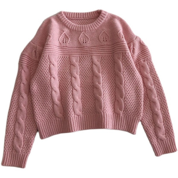 Γυναικείο πουλόβερ ρετρό στυλ με οβάλ ντεκολτέ και μακριά μανίκια