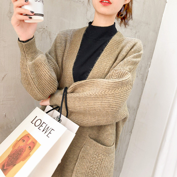 Praegune naiste pikk kardigan lai mudel