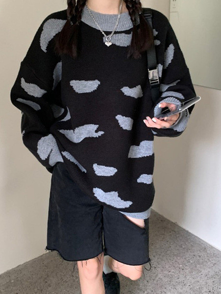 Naiste aktuaalne pikk ovaalse kaelusega kampsun