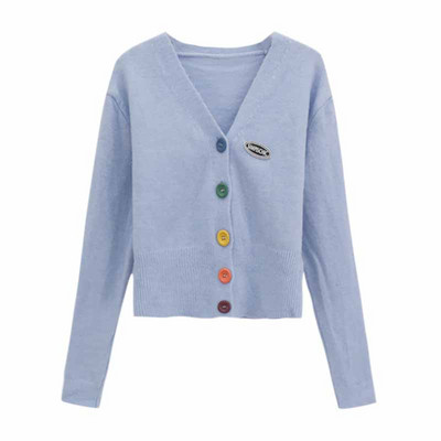 Κοντή ζακέτα με μοντέρνα γυναικεία με κουμπιά και λαιμόκοψη