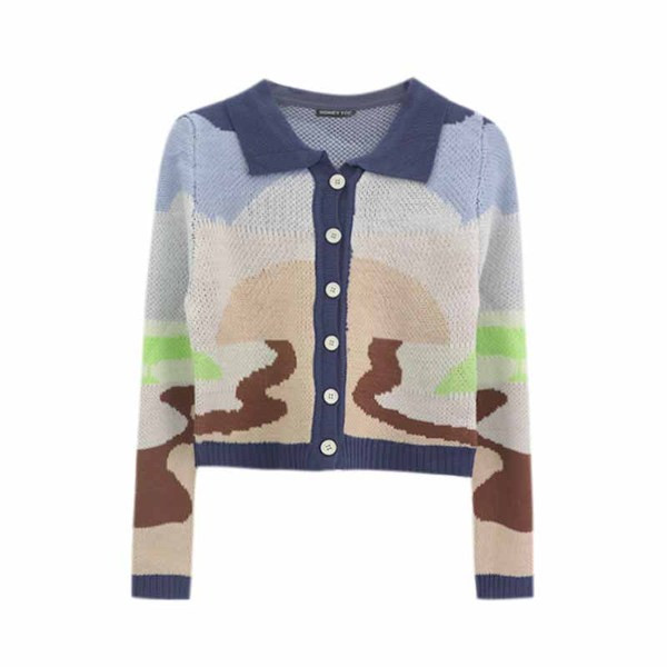 Praegune spits-kaelusega naiste lühike kardigan