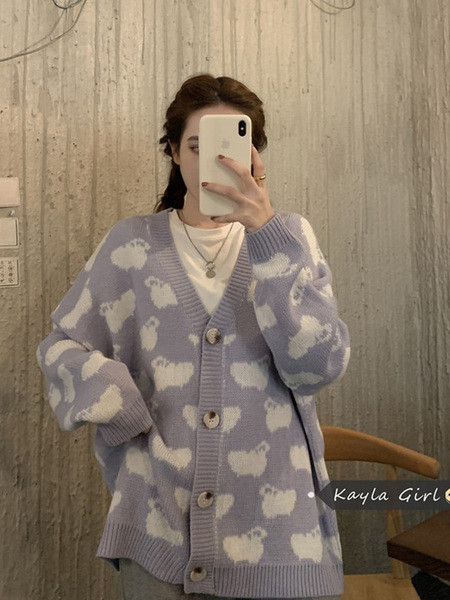 Naiste vabaaja pikk spitsikaelusega kardigan