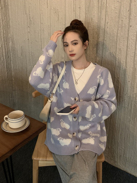 Naiste vabaaja pikk spitsikaelusega kardigan