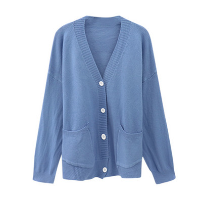 Γυναικεία casual ζακέτα φαρδύ μοντέλο με ντεκολτέ