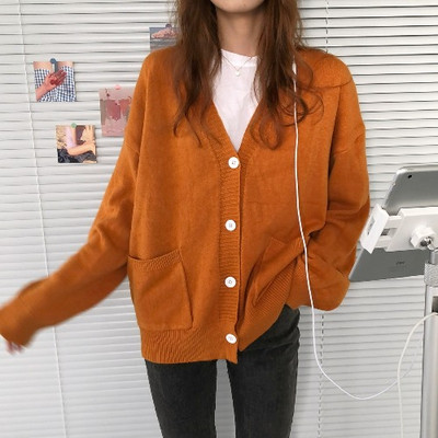 Γυναικεία casual ζακέτα φαρδύ μοντέλο με ντεκολτέ